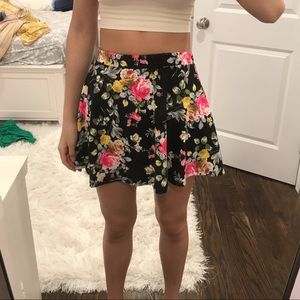 Black Floral Skirt